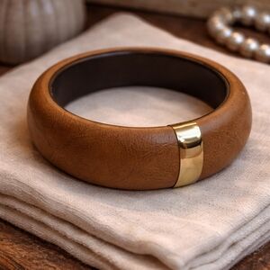 Brown Bangle Bracelet with Gold Accent
